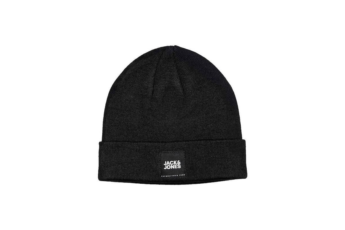 Jack And Jones Jacback To School Beanie Σκουφάκι Χειμερινό (12215849 BLACK) Μαύρο